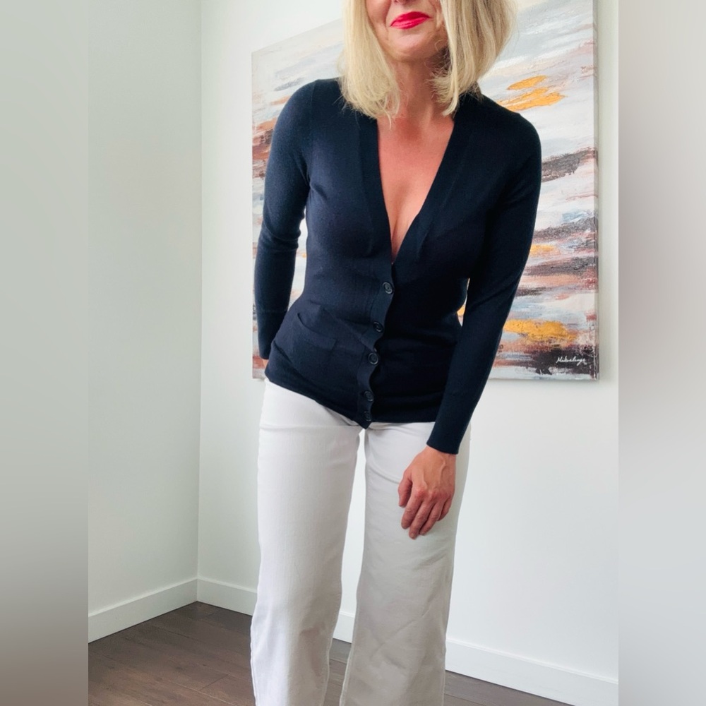 LOFT Navy Button Down Cardigan